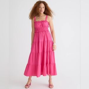 Pink Sleeveless Tiered Maxi Dress